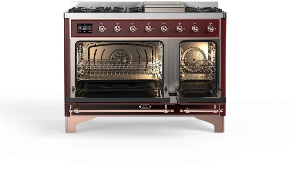 Ilve UM12FDQNS3BUPLP Liquid Propane In Burgundy W/ Copper Trim