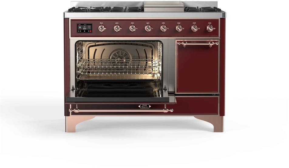 Ilve UM12FDQNS3BUPLP Liquid Propane In Burgundy W/ Copper Trim