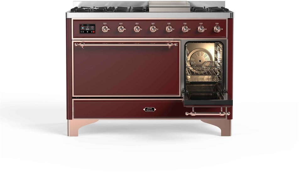 Ilve UM12FDQNS3BUPLP Liquid Propane In Burgundy W/ Copper Trim