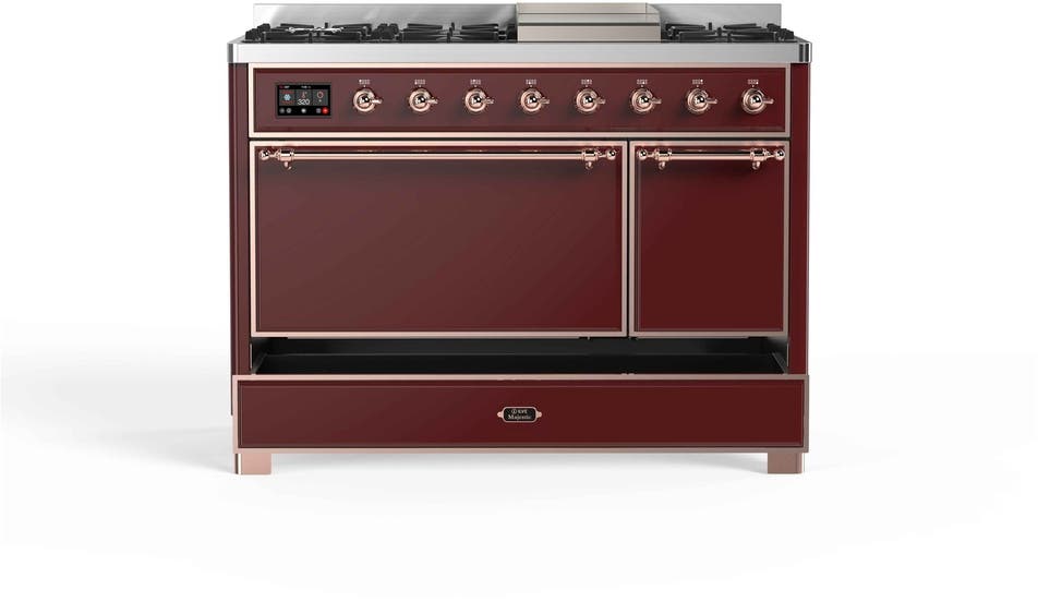 Ilve UM12FDQNS3BUPLP Liquid Propane In Burgundy W/ Copper Trim