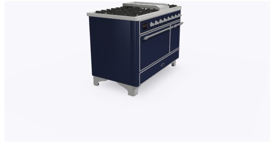 Ilve UM12FDQNS3MBC Natural Gas In Midnight Blue W/ Chrome Trim
