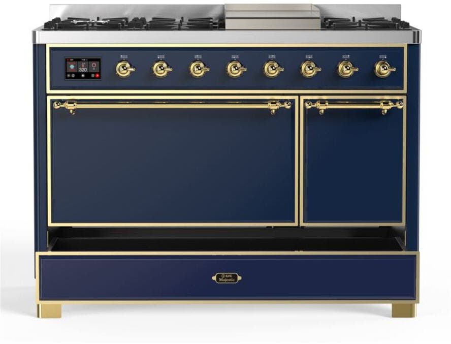 Ilve UM12FDQNS3MBG Natural Gas In Midnight Blue W/ Brass Trim