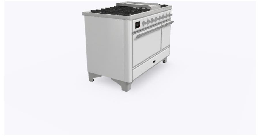 Ilve UM12FDQNS3WHC Natural Gas In White W/ Chrome Trim