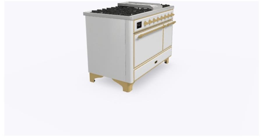 Ilve UM12FDQNS3WHG Natural Gas In White W/ Brass Trim