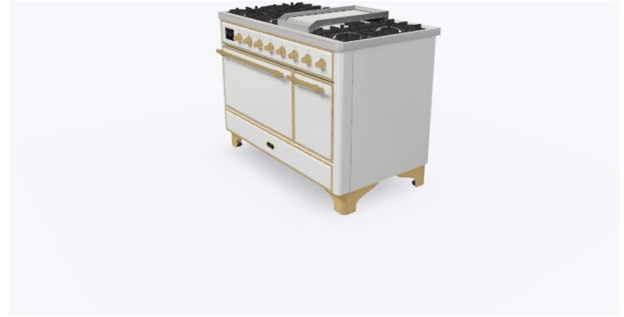Ilve UM12FDQNS3WHGLP Liquid Propane In White W/ Brass Trim