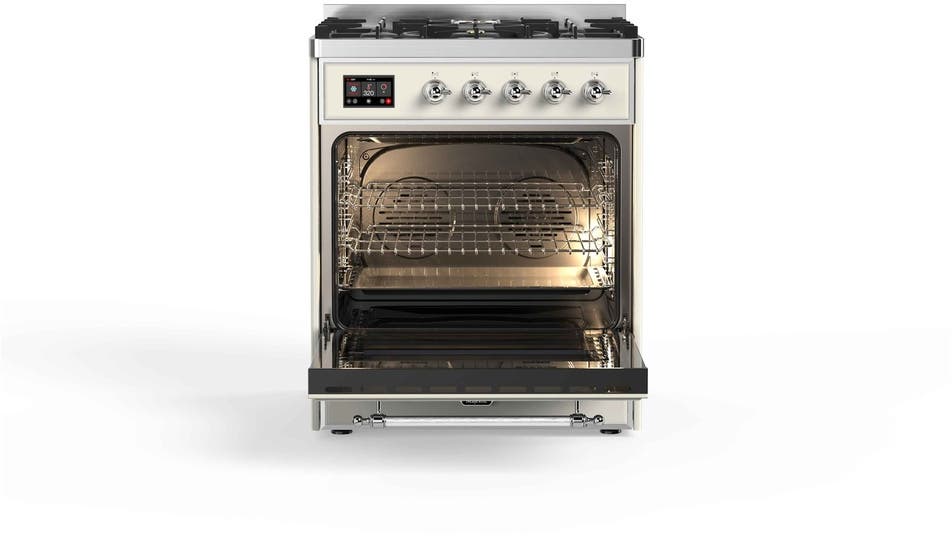 Ilve UM30DNE3AWC Natural Gas In Antique White W/ Chrome Trim