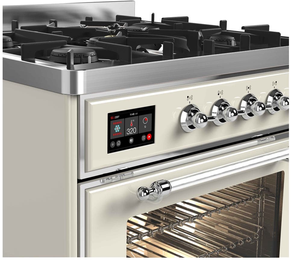Ilve UM30DNE3AWC Natural Gas In Antique White W/ Chrome Trim