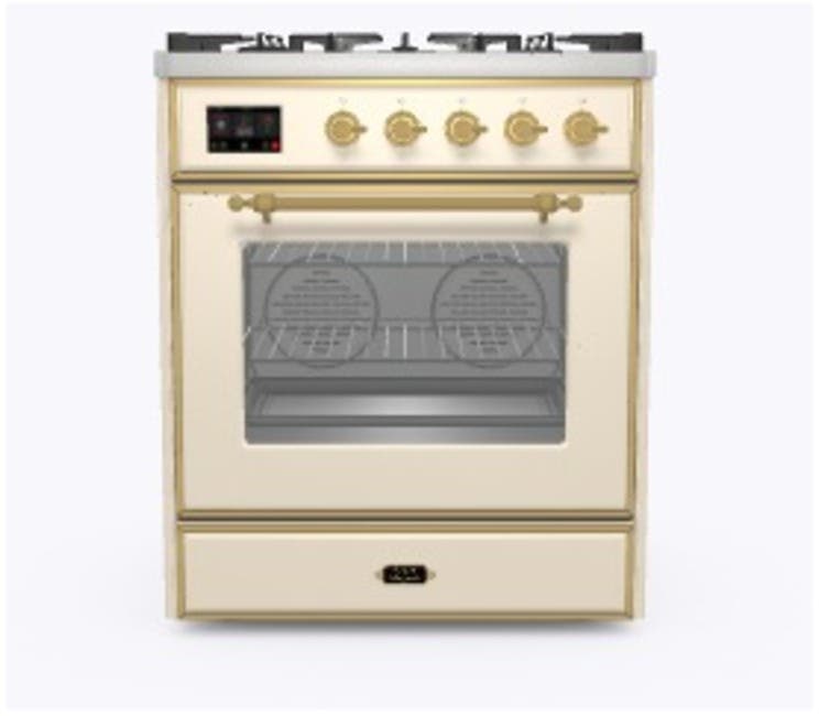 Ilve UM30DNE3AWG Natural Gas In Antique White W/ Brass Trim