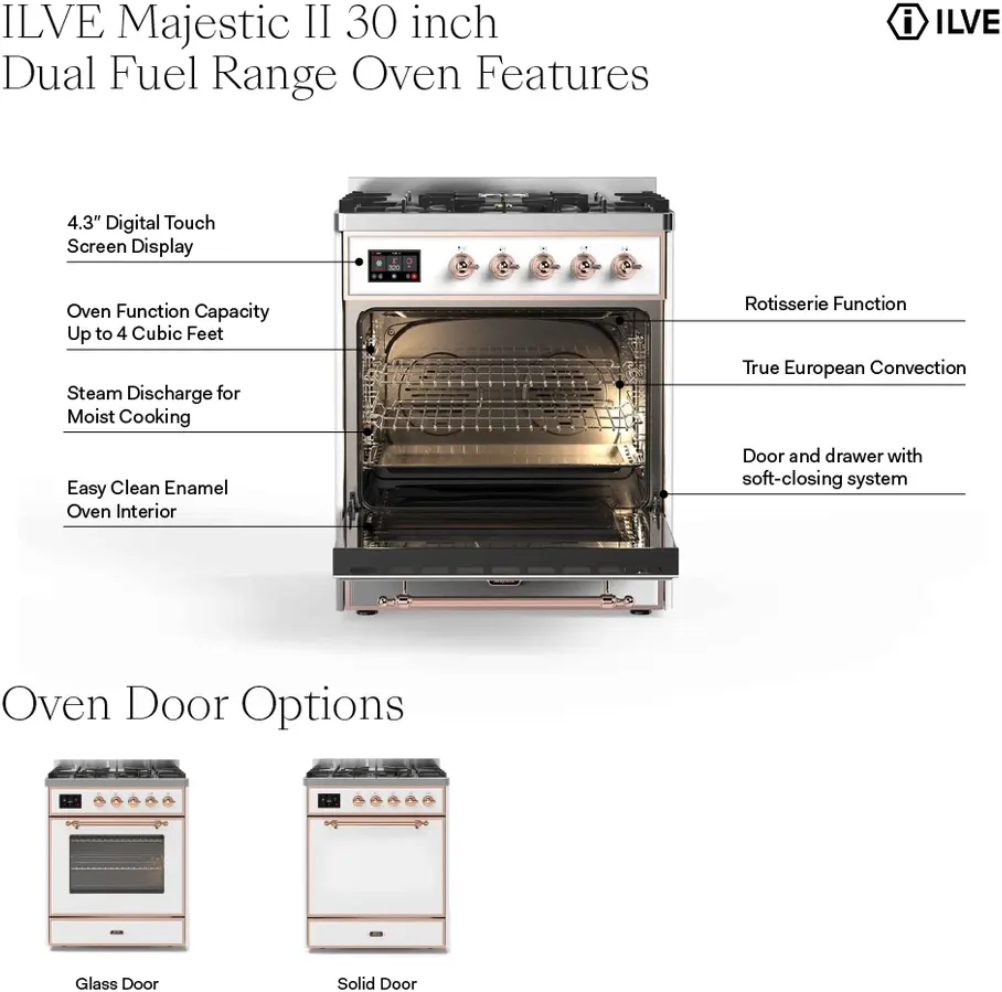 Ilve UM30DNE3BGB Natural Gas In Blue Grey W/ Bronze Trim