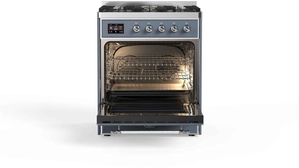 Ilve UM30DNE3BGC Natural Gas In Blue Grey W/ Chrome Trim
