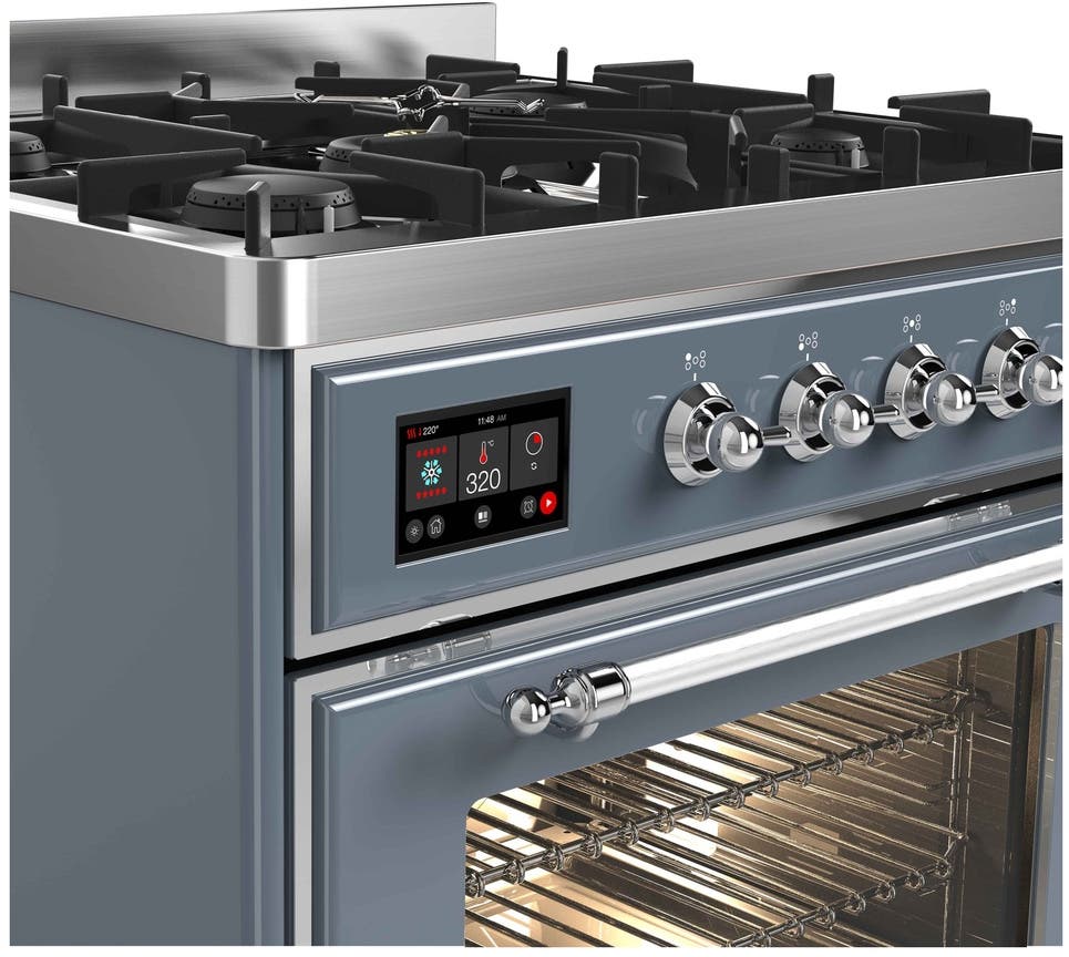 Ilve UM30DNE3BGC Natural Gas In Blue Grey W/ Chrome Trim