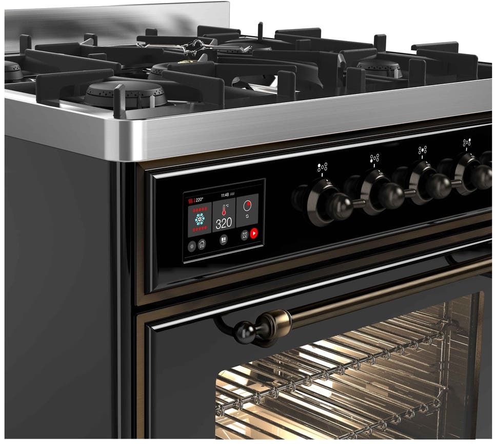 Ilve UM30DNE3BKB Natural Gas In Glossy Black W/ Bronze Trim