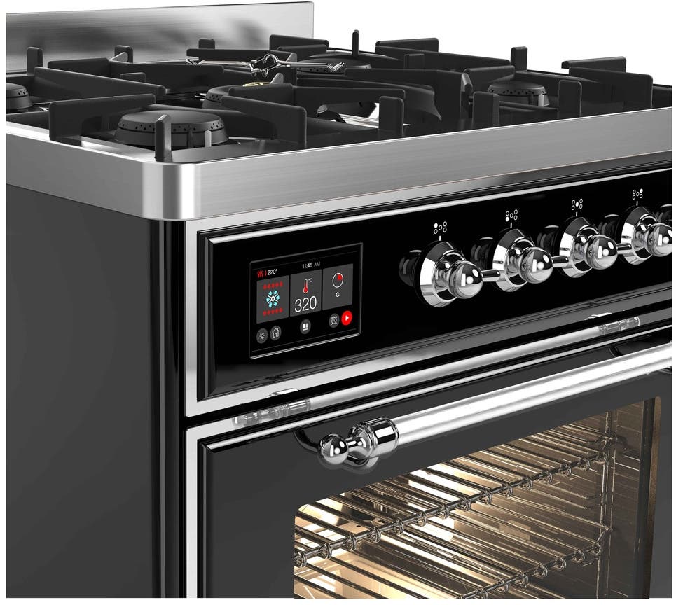 Ilve UM30DNE3BKC Natural Gas In Glossy Black W/ Chrome Trim
