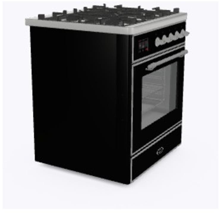 Ilve UM30DNE3BKC Natural Gas In Glossy Black W/ Chrome Trim
