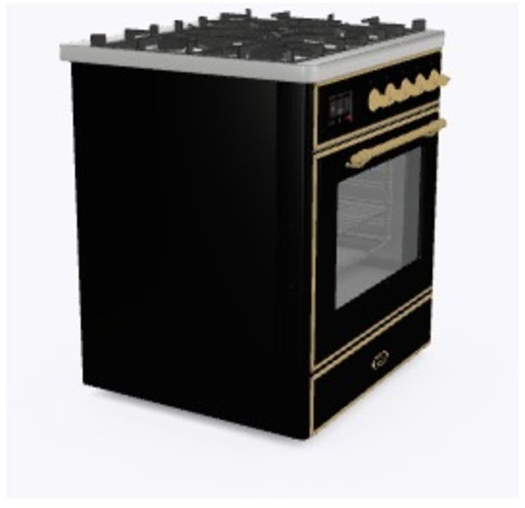 Ilve UM30DNE3BKG Natural Gas In Glossy Black W/ Brass Trim