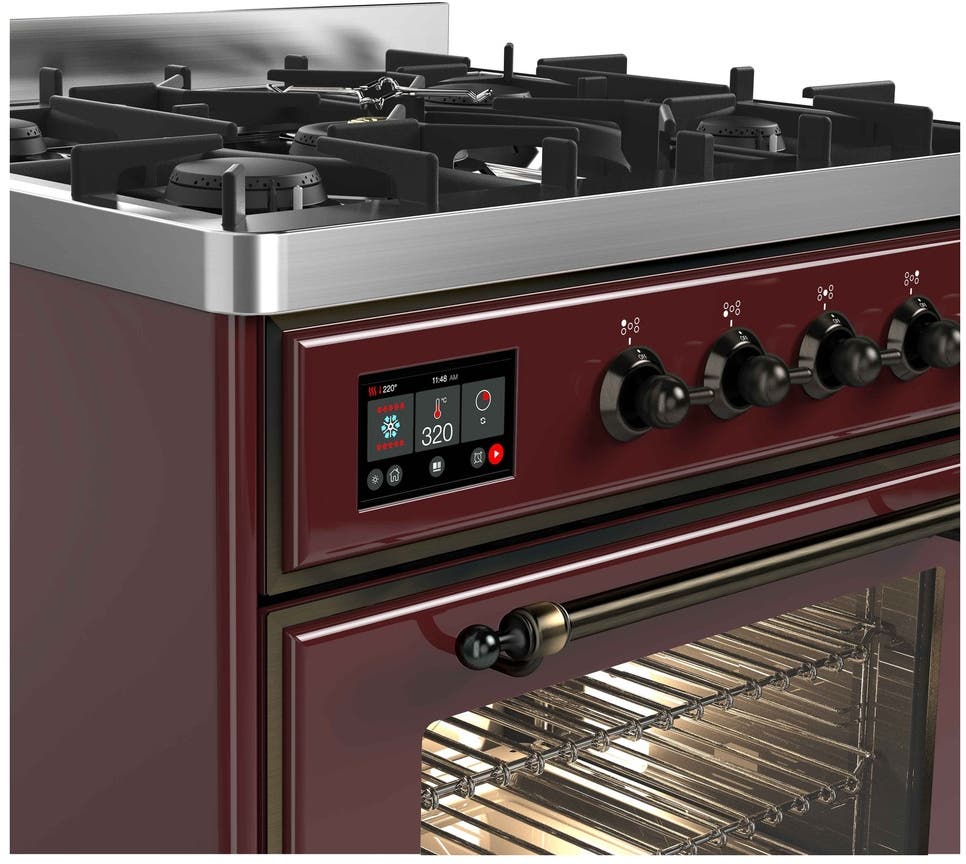 Ilve UM30DNE3BUB Natural Gas In Burgundy W/ Bronze Trim