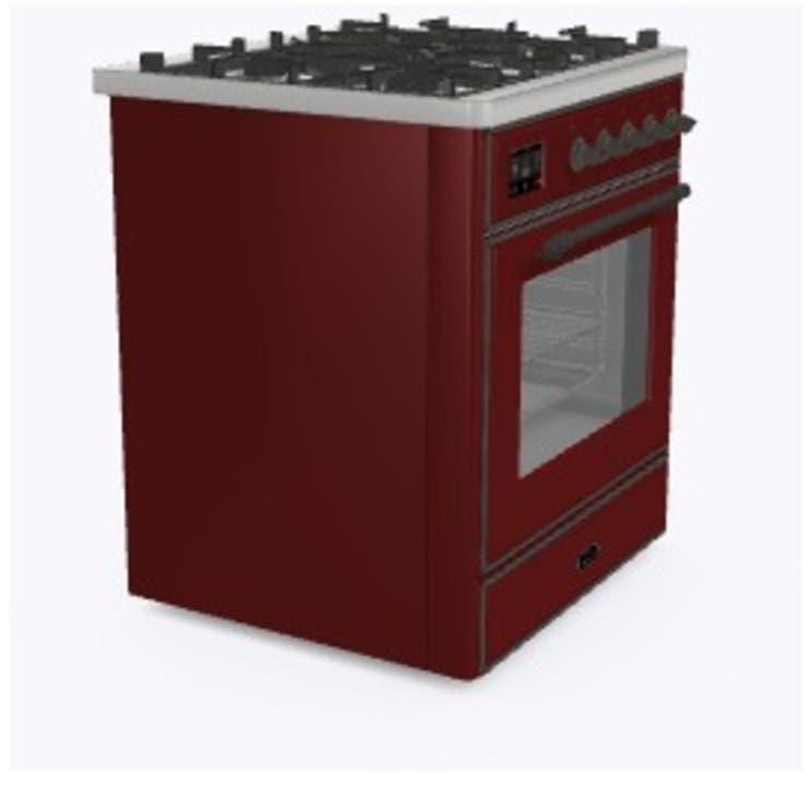 Ilve UM30DNE3BUB Natural Gas In Burgundy W/ Bronze Trim