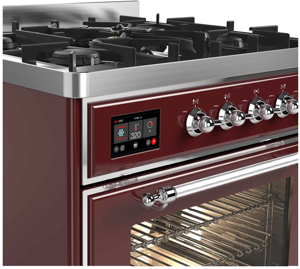 Ilve UM30DNE3BUC Natural Gas In Burgundy W/ Chrome Trim