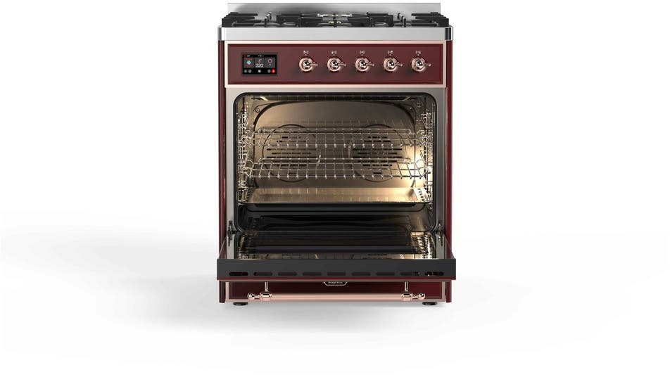 Ilve UM30DNE3BUP Natural Gas In Burgundy W/ Copper Trim