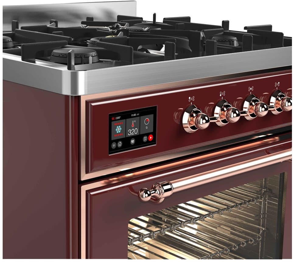 Ilve UM30DNE3BUP Natural Gas In Burgundy W/ Copper Trim