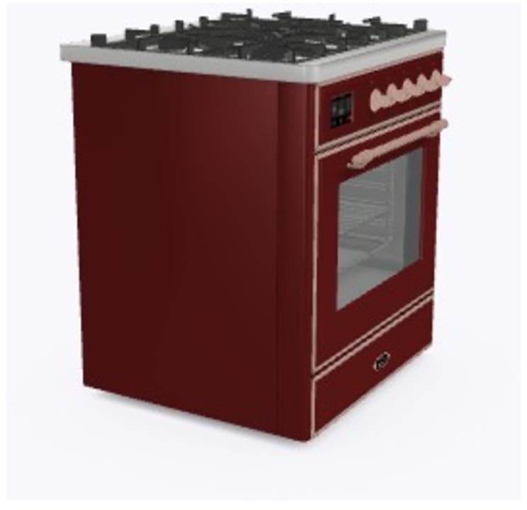 Ilve UM30DNE3BUP Natural Gas In Burgundy W/ Copper Trim