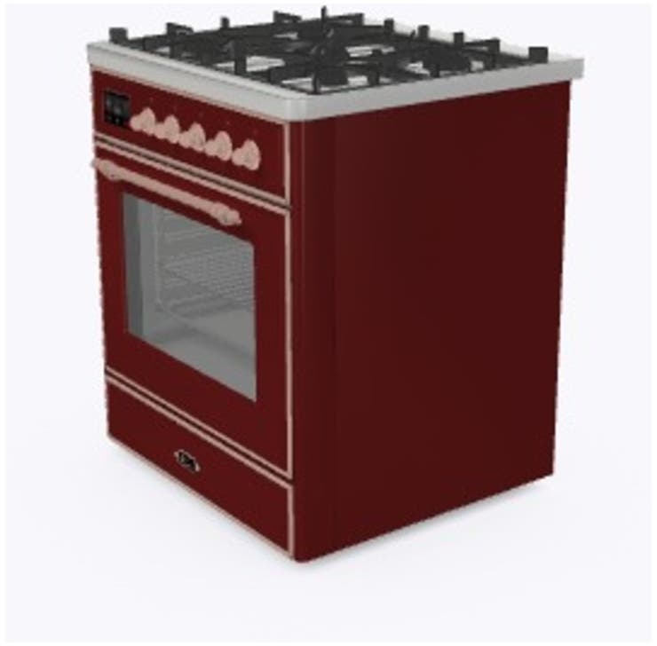 Ilve UM30DNE3BUP Natural Gas In Burgundy W/ Copper Trim
