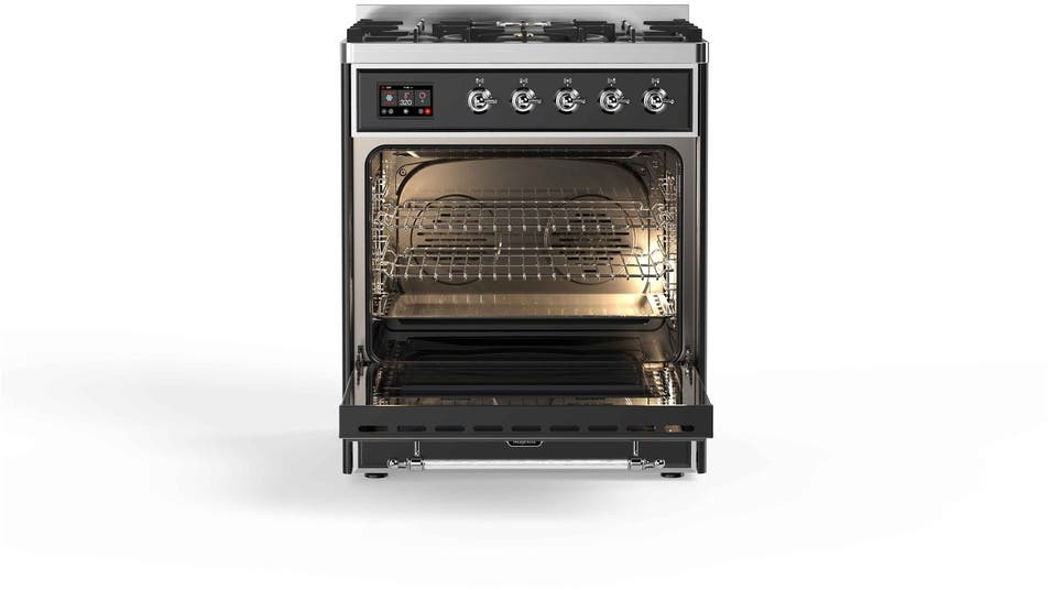 Ilve UM30DNE3MGC Natural Gas In Matte Graphite W/ Chrome Trim