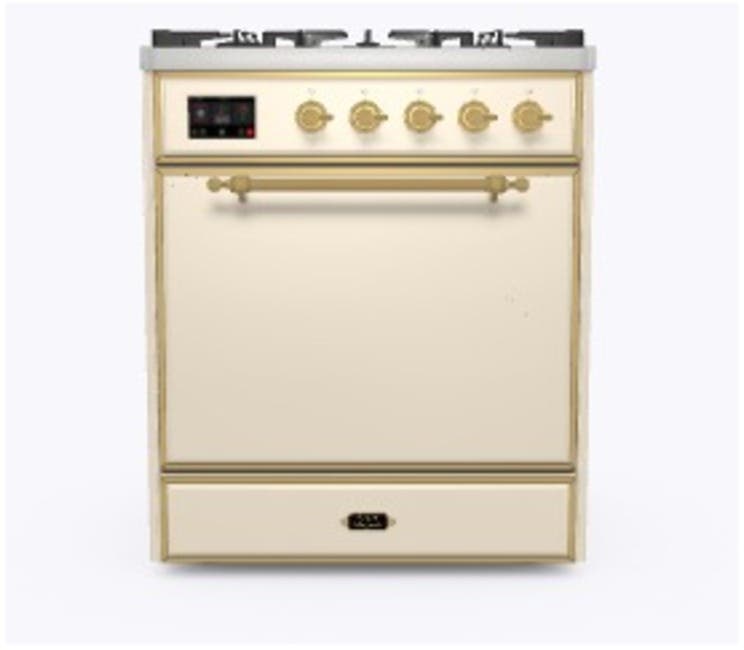 Ilve UM30DQNE3AWGLP Liquid Propane In Antique White W/ Brass Trim
