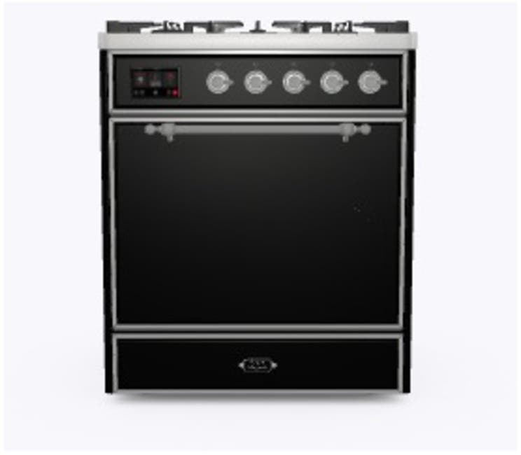 Ilve UM30DQNE3BKC Natural Gas In Glossy Black W/ Chrome Trim