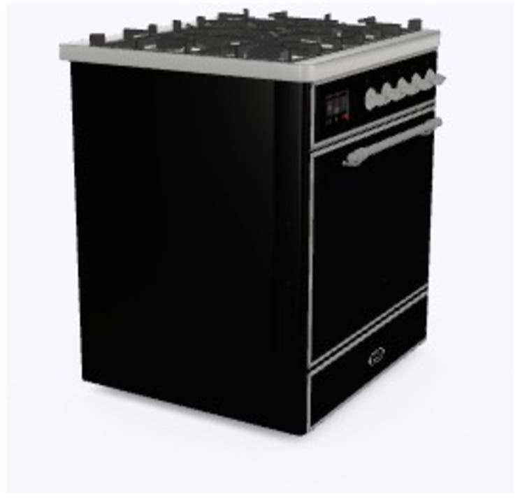 Ilve UM30DQNE3BKCLP Liquid Propane In Glossy Black W/ Chrome Trim