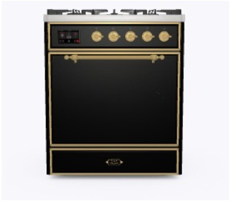 Ilve UM30DQNE3BKGLP Liquid Propane In Glossy Black W/ Brass Trim