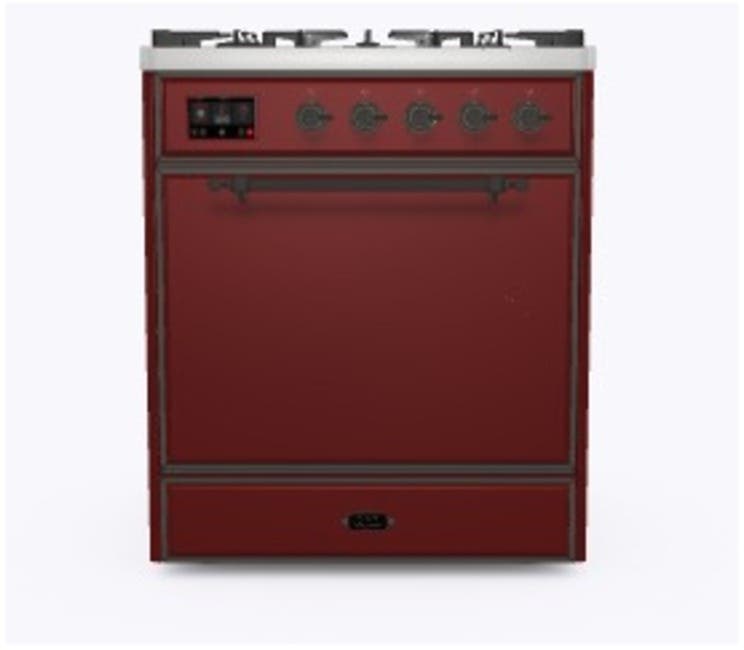 Ilve UM30DQNE3BUB Natural Gas In Burgundy W/ Bronze Trim