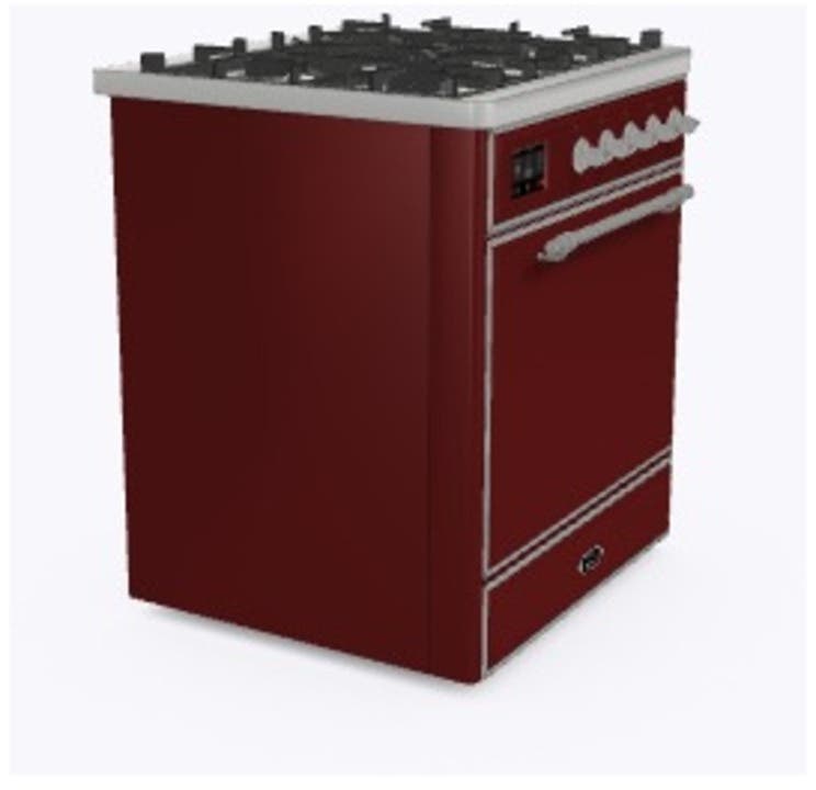 Ilve UM30DQNE3BUC Natural Gas In Burgundy W/ Chrome Trim