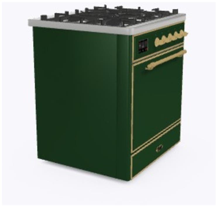 Ilve UM30DQNE3EGG Natural Gas In Emerald Green W/ Brass Trim
