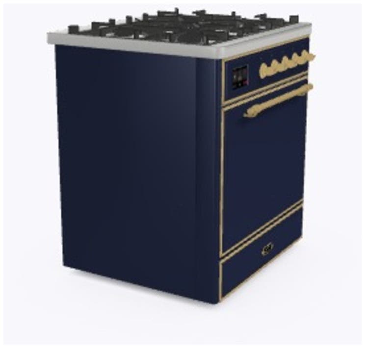 Ilve UM30DQNE3MBG Natural Gas In Midnight Blue W/ Brass Trim