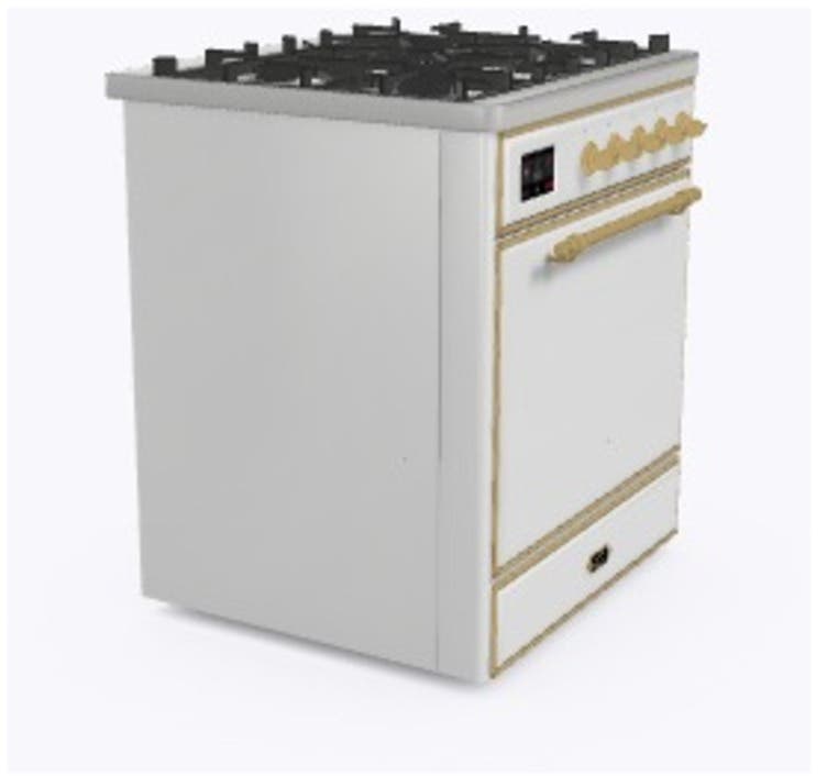 Ilve UM30DQNE3WHG Natural Gas In White W/ Brass Trim