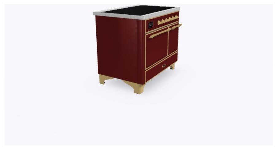 Ilve UMDI10QNS3BUG Burgundy W/ Brass Trim