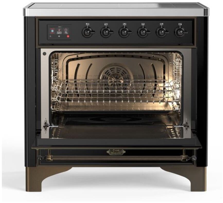 Ilve UMI09NS3BKB Glossy Black W/ Bronze Trim