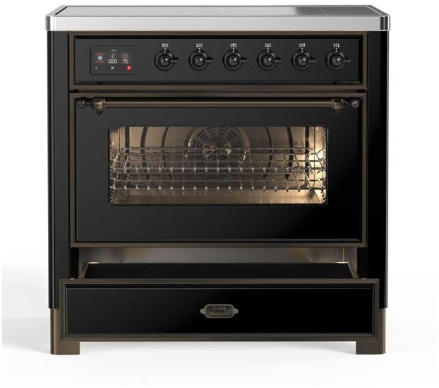 Ilve UMI09NS3BKB Glossy Black W/ Bronze Trim