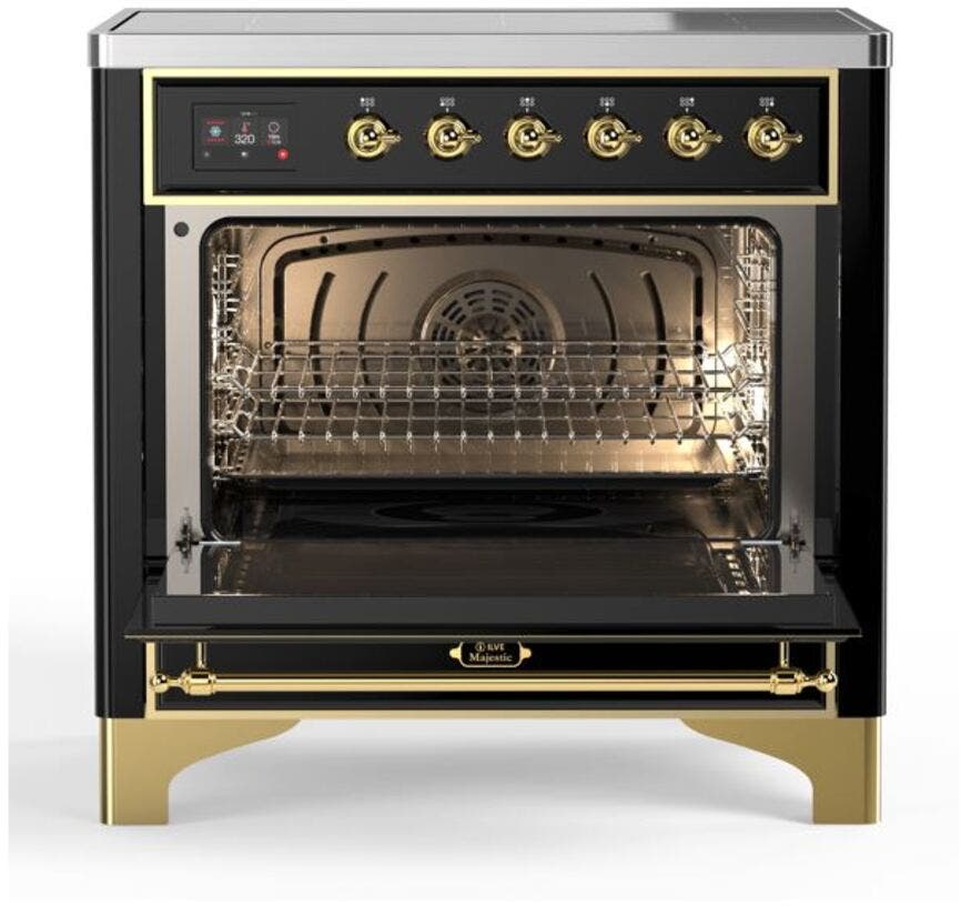Ilve UMI09NS3BKG Glossy Black W/ Brass Trim