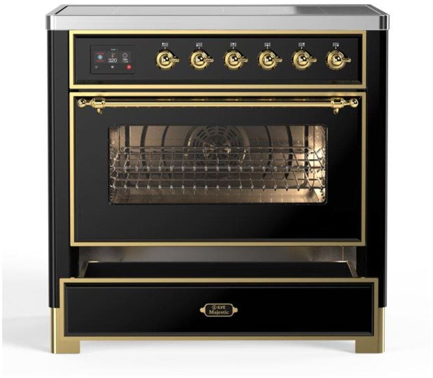 Ilve UMI09NS3BKG Glossy Black W/ Brass Trim