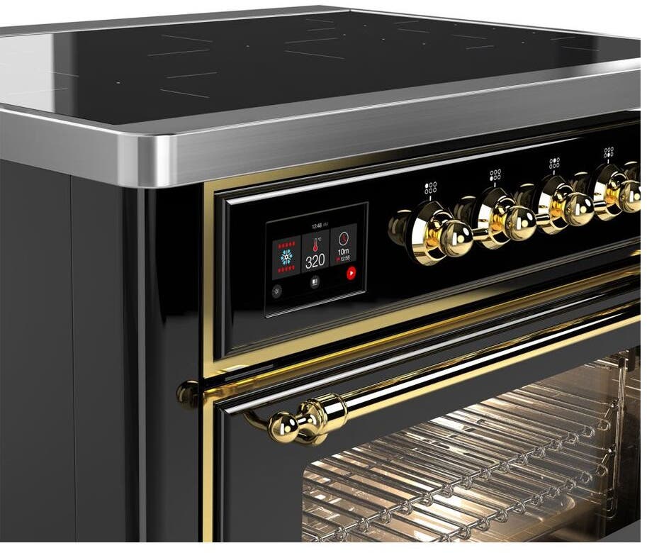Ilve UMI09NS3BKG Glossy Black W/ Brass Trim