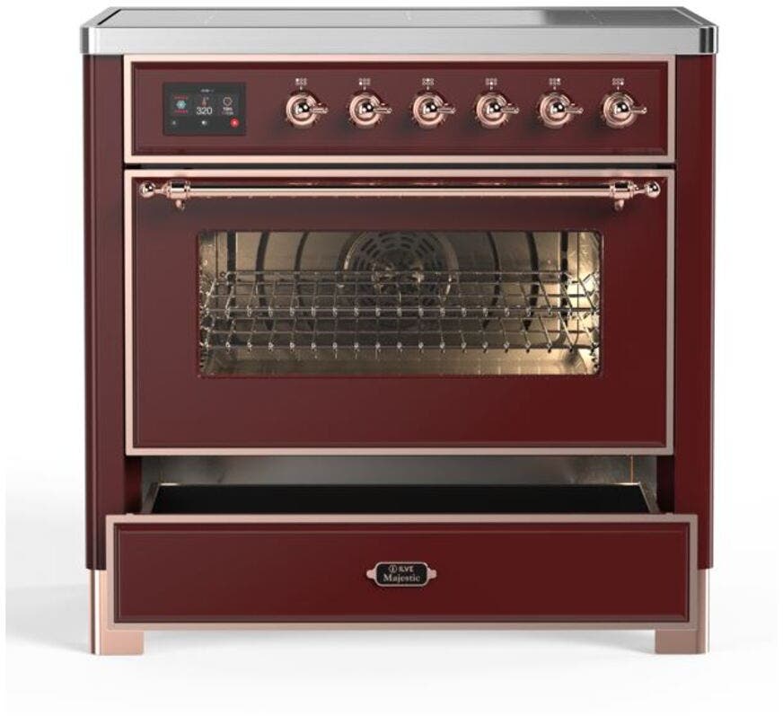 Ilve UMI09NS3BUP Burgundy W/ Copper Trim