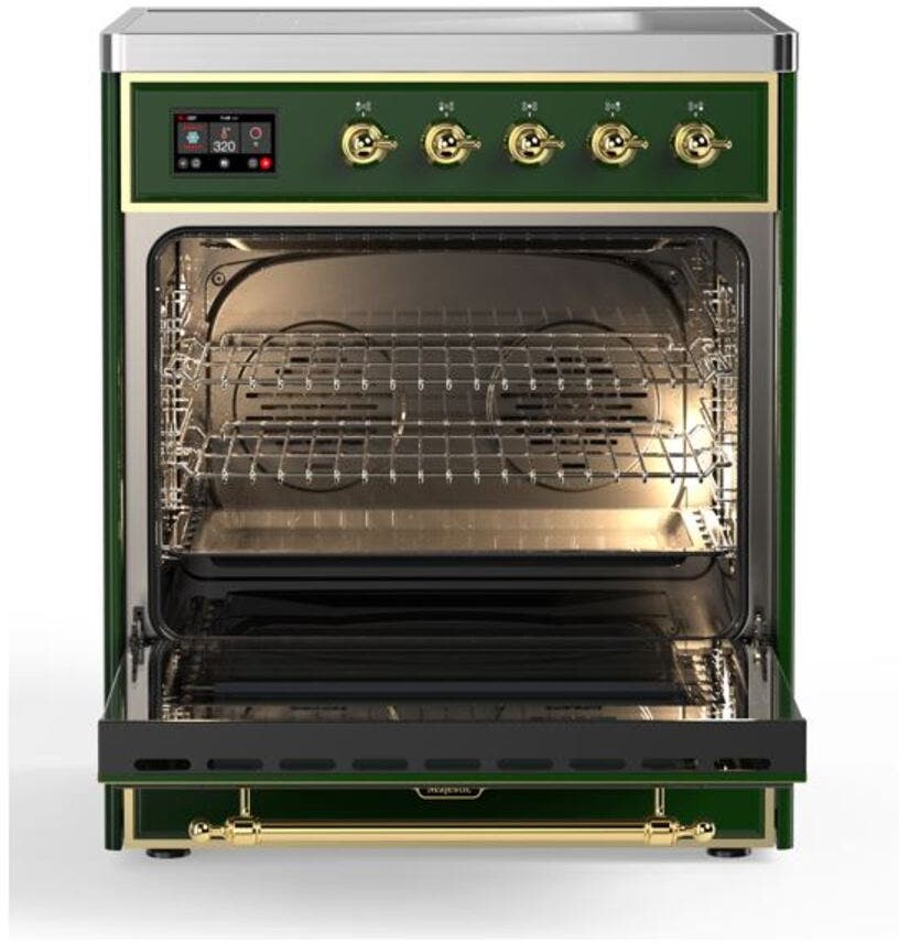 Ilve UMI30QNE3EGG Emerald Green W/ Brass Trim