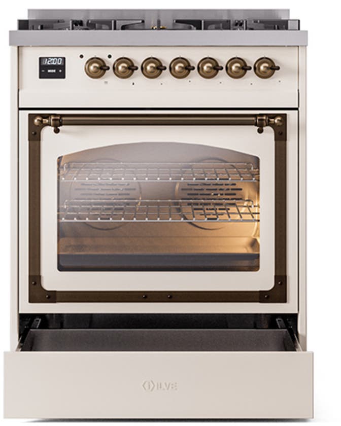 Ilve UN30NMPAWBLP Antique White With Bronze Knobs, Liquid Propane