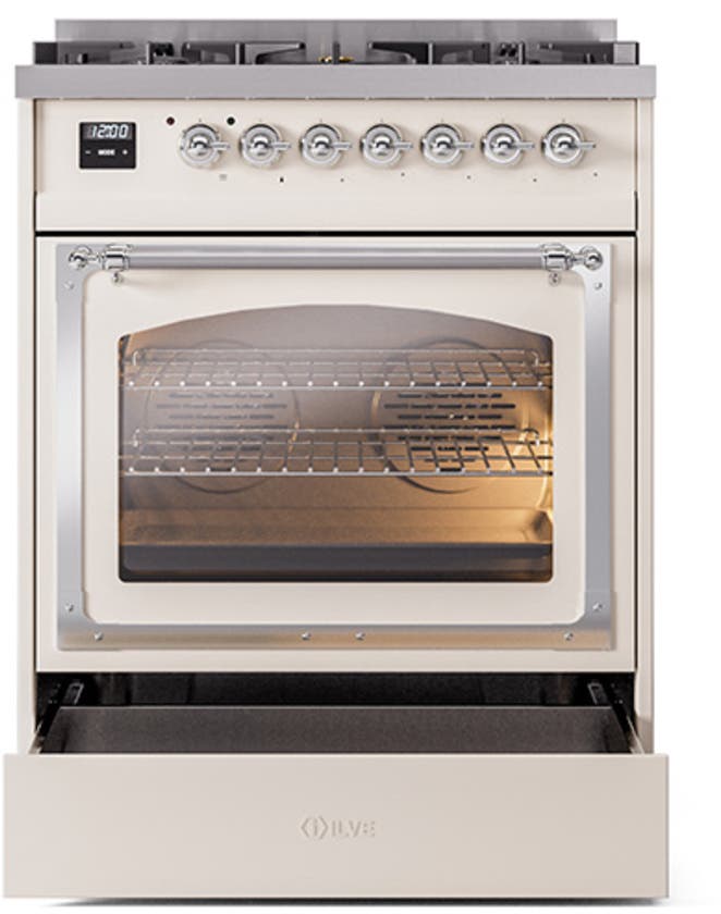 Ilve UN30NMPAWC Antique White With Chrome Knobs, Natural Gas