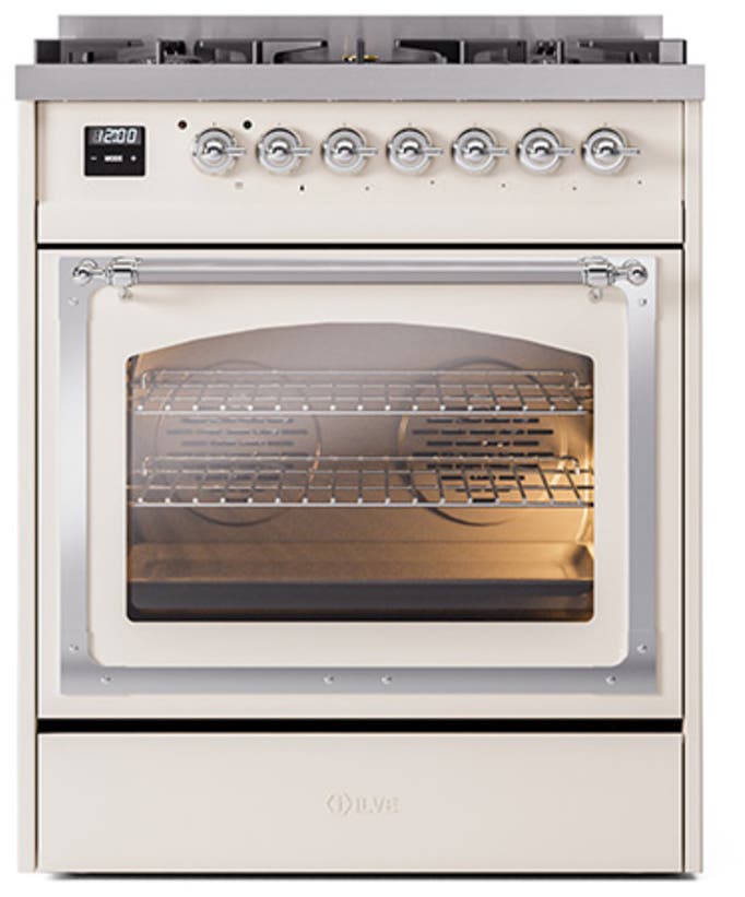Ilve UN30NMPAWCLP Antique White With Chrome Knobs, Liquid Propane