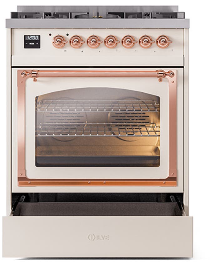 Ilve UN30NMPAWP Antique White With Copper Knobs, Natural Gas