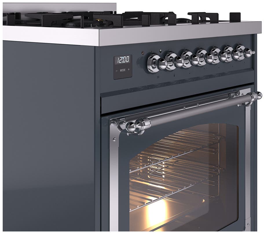Ilve UN30NMPBGC Blue Grey With Chrome Knobs, Natural Gas