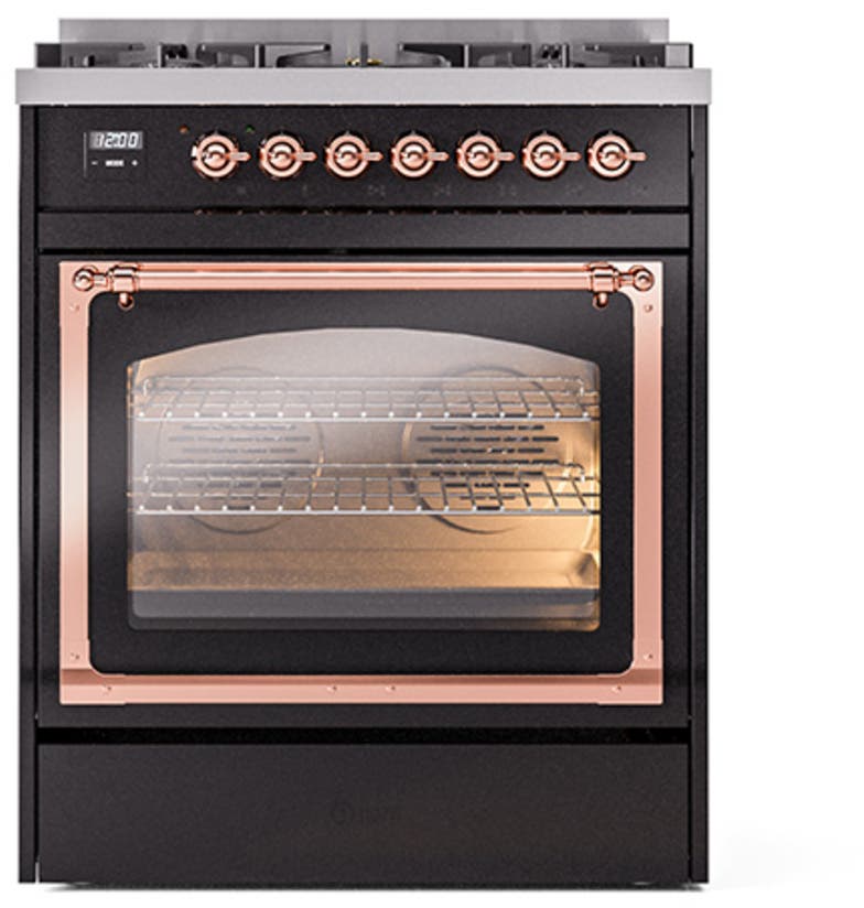 Ilve UN30NMPBKP Glossy Black With Copper Knobs, Natural Gas